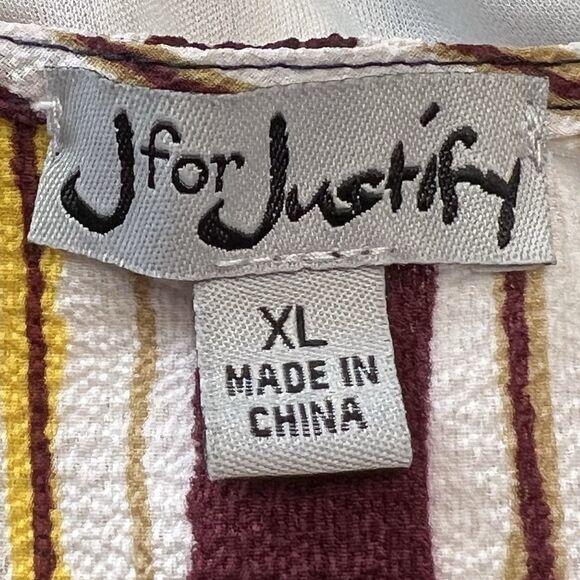 J for Justify Women's Dress Multicolor Size XLarge 3/4 Roll Tab Sleeve Striped - Picture 3 of 15